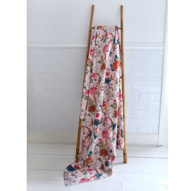 Powell Craft Kantha Throw Pink Exotic Flower 150x230cm image number 2